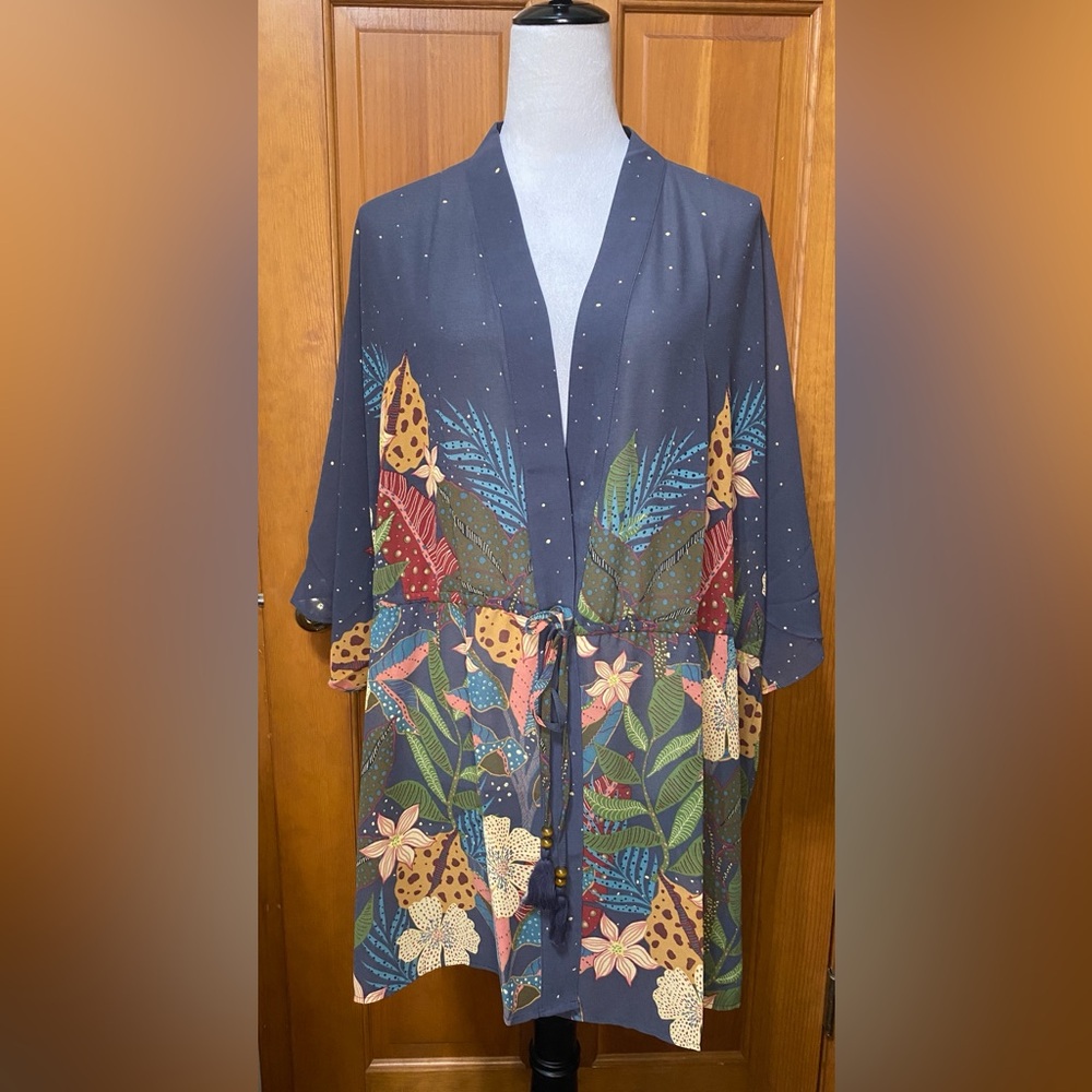 NWT Plus Size  DR2 Daniel Rain Floral Open Wrap - Picture 3 of 7